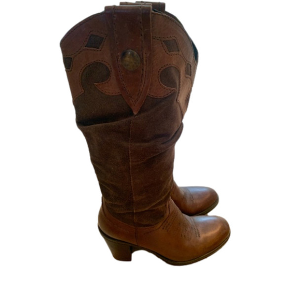 Vtg Italian ALTO GRADIMENTO Womens Brown Suede leather Cowboy boots - Picture 12 of 17